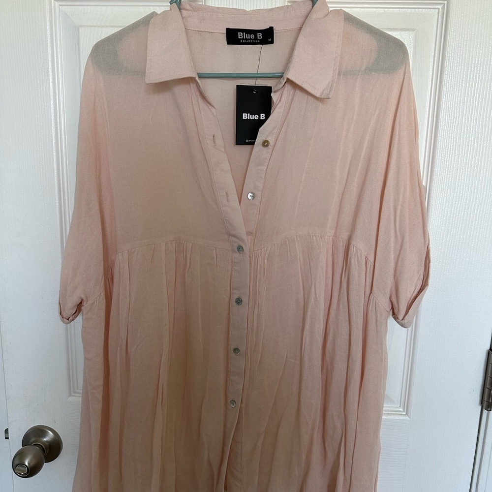 Women's Pink Button-Up Blouse